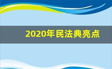 2020年民法典亮点_2020年民法大改