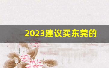 2023建议买东莞的房子