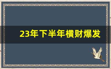 23年下半年横财爆发生肖