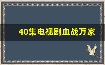 40集电视剧血战万家岭免费观看