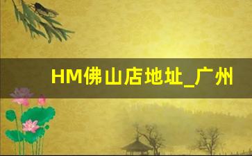 HM佛山店地址_广州HM线下门店