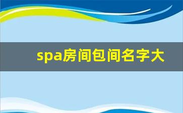 spa房间包间名字大全