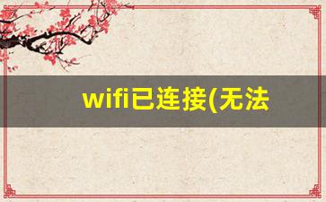 wifi已连接(无法上网)手机怎么弄