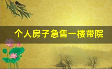 个人房子急售一楼带院_6万元轻钢别墅图