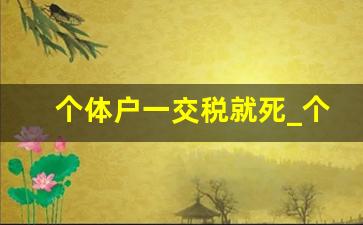 个体户一交税就死_个体户核定征收2023新政