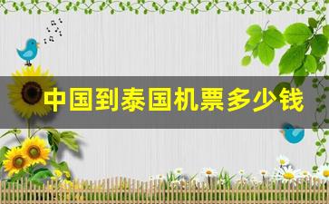 中国到泰国机票多少钱一个人_上海去泰国的机票多少钱