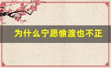 为什么宁愿偷渡也不正规出去_偷渡缅甸过了2年了还有罪吗