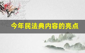 今年民法典内容的亮点