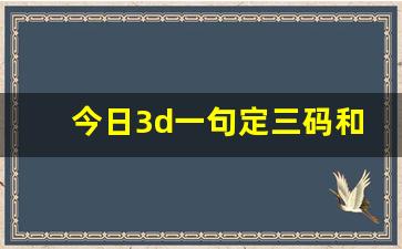 今日3d一句定三码和值定1