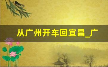 从广州开车回宜昌_广州回宜昌开车