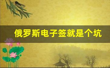 俄罗斯电子签就是个坑_俄罗斯7月可以电子签了吗