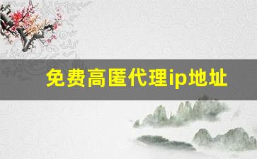 免费高匿代理ip地址_好用的免费国内ip代理