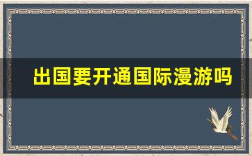 出国要开通国际漫游吗