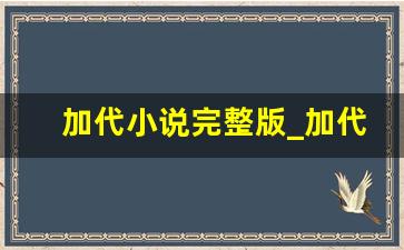 加代小说完整版_加代为什么没被扫黑