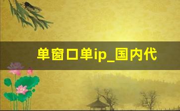 单窗口单ip_国内代理ip免费