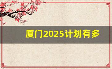 厦门2025计划有多可怕