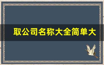 取公司名称大全简单大气_简洁明了的公司名