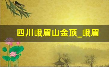 四川峨眉山金顶_峨眉山很邪