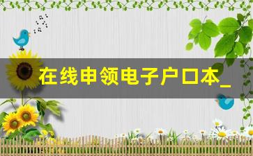 在线申领电子户口本_集体户口没有户口本怎么办