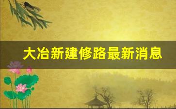 大冶新建修路最新消息