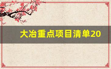 大冶重点项目清单2023