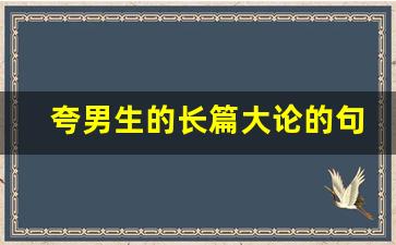 夸男生的长篇大论的句子_夸赞男人最经典句子短句