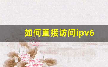 如何直接访问ipv6地址_Ipv6访问ipv6很快