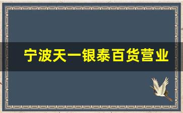 宁波天一银泰百货营业时间_银泰百货属于什么档次