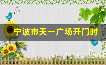 宁波市天一广场开门时间_宁波天一广场在哪