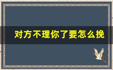 对方不理你了要怎么挽回_一句话让对方理你