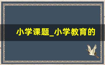 小学课题_小学教育的调研报告