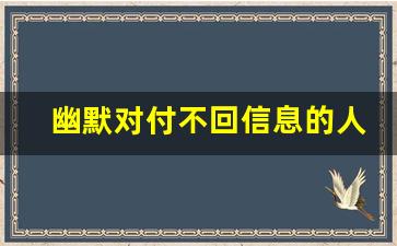 幽默对付不回信息的人_女人不回消息暗示什么