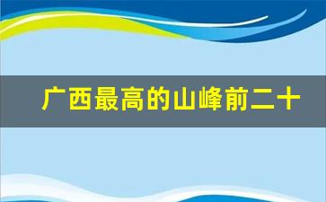 广西最高的山峰前二十名_广西海拔最高的山峰排名