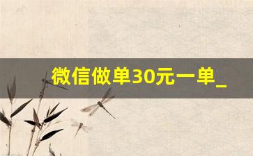 微信做单30元一单_赚钱黑渠道入口