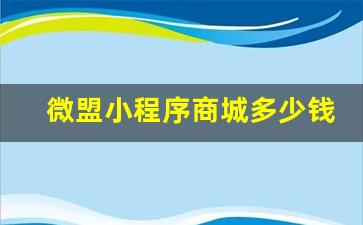 微盟小程序商城多少钱一年_微盟小程序价格表