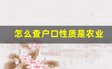 怎么查户口性质是农业还是非农业_新版户口本怎么区分非农户