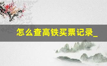 怎么查高铁买票记录_想查女朋友的购票记录