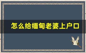 怎么给缅甸老婆上户口