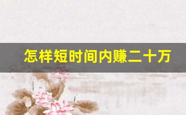 怎样短时间内赚二十万_无本钱一个月内赚5万