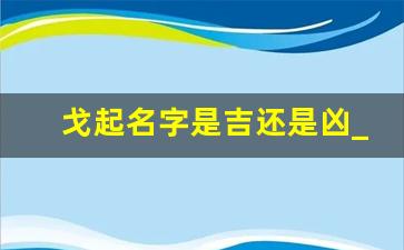 戈起名字是吉还是凶_戈字一般人压不住吗