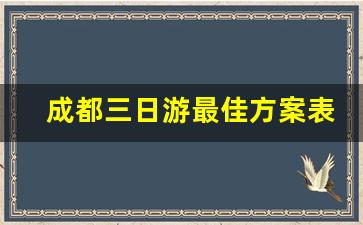 成都三日游最佳方案表_成都3日游