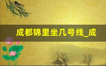 成都锦里坐几号线_成都锦里地铁相关内容