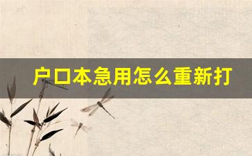 户口本急用怎么重新打印一本_跟家里断绝关系想把户口独立出来