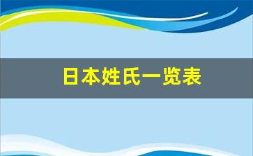 日本姓氏一览表