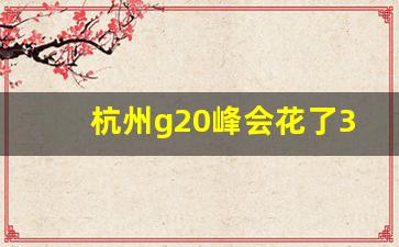 杭州g20峰会花了3000亿_2023年印度G20峰会时间