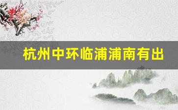 杭州中环临浦浦南有出入口吗