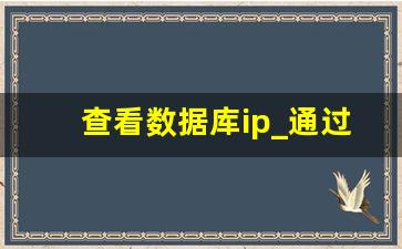 查看数据库ip_通过ip地址连接数据库