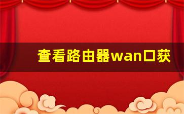 查看路由器wan口获取的ip地址_路由器wan口设置