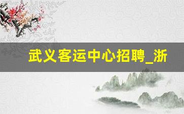 武义客运中心招聘_浙江省武义县招聘网