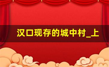 汉口现存的城中村_上海现存城中村